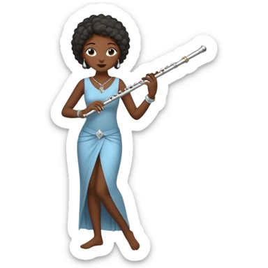 black woman playing blowing flute full body sticker
