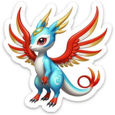Angelic Divine Bioluminescent Translucent Luminescent Diaphanous Shiny Colorful Meloetta-Latias-Koraidon-Peppercat-Wargreymon-Protogen-Fakémon-fusion-hybrid-creature sticker