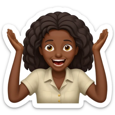 Baiza Ethiopian, dark hair Oldest but immature, no filter, funny Pose: laughing wildly, arms flailing sticker