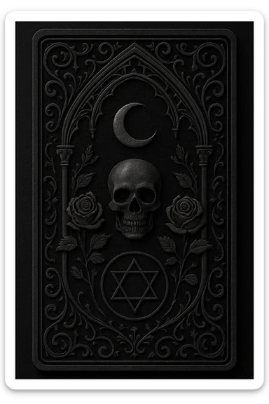 goth black tarot card, ornate sticker