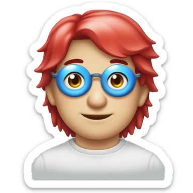 Um porco com linhas pretas em seu rosto e olho vermelho com íris azul sticker