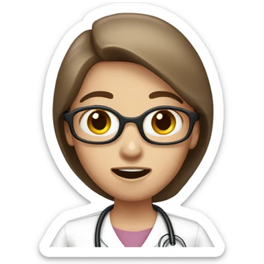 Panicking nurse long brown hair sticker