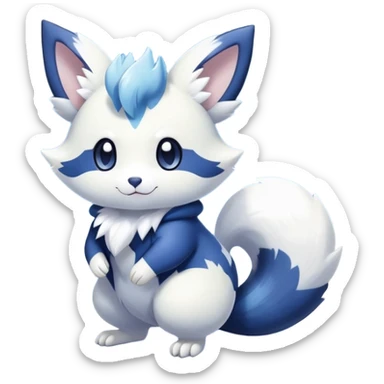 Shiny White Pastel Snowy Icy Sparkly Cute Furret-Meowstic-Zangoose-Hybrid (Full body) with snow and snowflakes  sticker