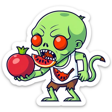 Zombie eating a pomegranate  sticker