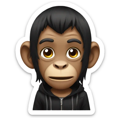 Monkey with emo black hair  sticker