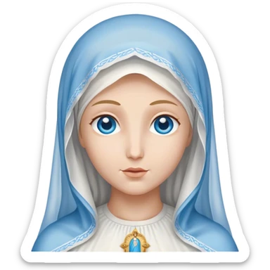 Virgin Mary with white veil and blue eyes sticker