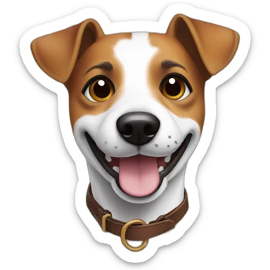 Jack Russel smiling with only one brown eye patch  sticker