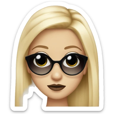 Blonde hair girl cartoon with makeup on face and Prada sunglasses  sticker
