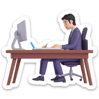 coder at a desk sticker