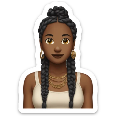 black woman with black boho braids and crop top sticker