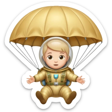 Skydiving baby with parachute and UFO sticker