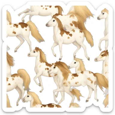 Scruffy scarred scratched scratches scratch scars Piebald tricolor palomino yellow brown palomino pony with dark brown spots galloping running sticker