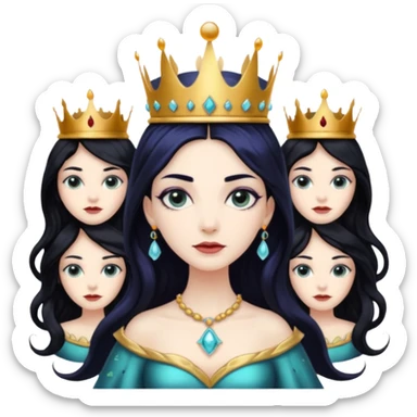 beautiful queen hydra sea witch with seven heads and a crown on the main head sticker