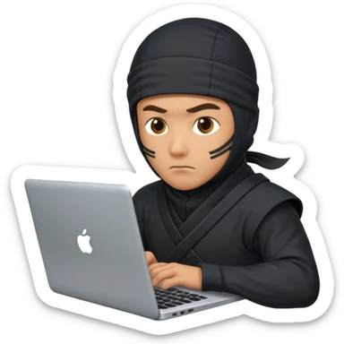 A NINJA DEVELOPER WITH A LAPTOP sticker