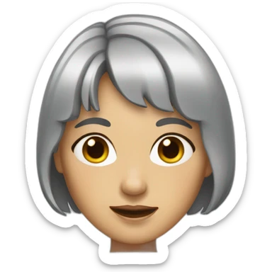 woman with grey hair and bangs, older, wrinkles sticker