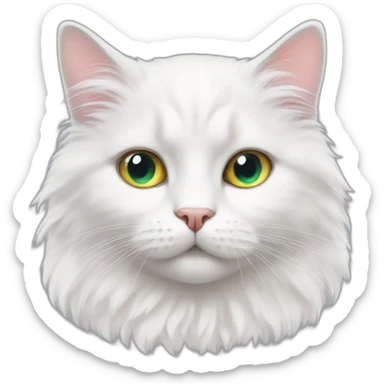 white fluffy cat with heterochromia sticker
