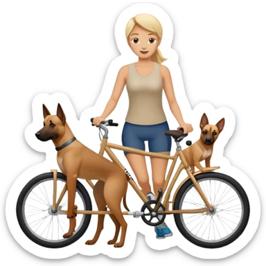 Mom and two kids on bikes with malinos dog sticker