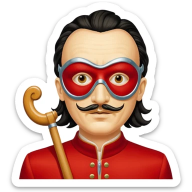 Emoji de la película La casa de papel máscara y la ropa rojo y la máscara color crema  realista  sticker