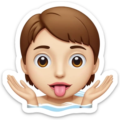  face with tongue with hands on the side like to swim sticker