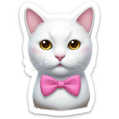 Make a white cat face only and add a pink bow tie to the top side of the cat sticker