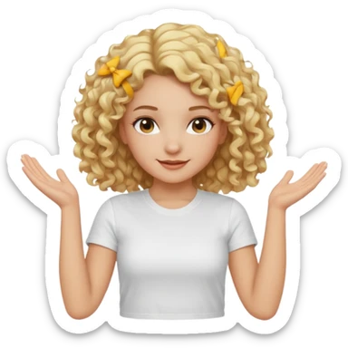 Not guilty hands up smirk girl curly blonde haie sticker