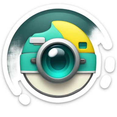 "Design a signature-style emoji logo for 'Snappyoo,' featuring a stylized camera with a smiley face integrated into the lens. The logo should have a handwritten, modern font for 'Snappyoo,' seamlessly blending with the camera design. Use a vibrant and playful color palette, such as teal, pastel yellow, and white, to evoke youthfulness and creativity. The design should feel minimalistic, trendy, and suitable for social media branding." sticker