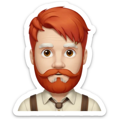 very white bearded and white mustached, red haired, wearing ear accessories sticker