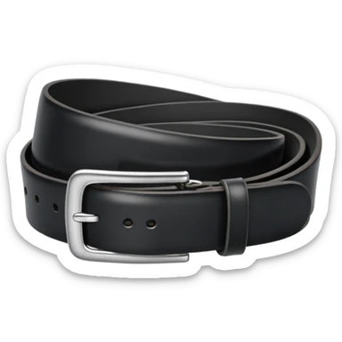 Black leather belt with silver belt buckle sticker