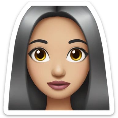 Thick medium black hair with thick eyelashes and black eyes and pale pink lip and pink cheek Filipino lady sticker