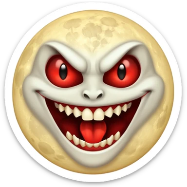 moon with vampire fangs sticker