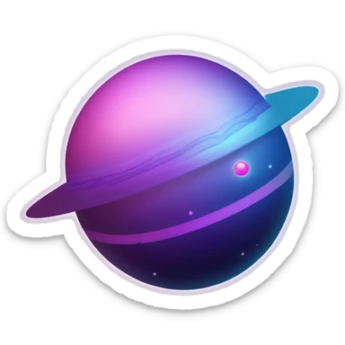 sparkly glittery blue purple and pink gradient planet with a cheesy dripping saturn ring sticker