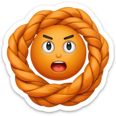 can i have an image of an orange Knotted rope feeling frustrated sticker
