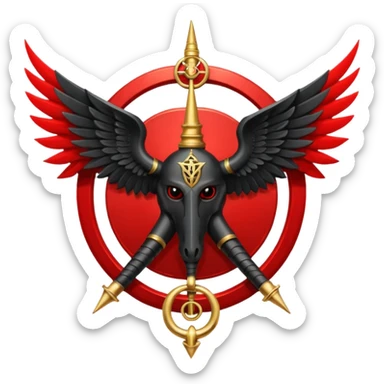 Holy Emblem with black wings and horn and red tetragrammaton in the middle sticker