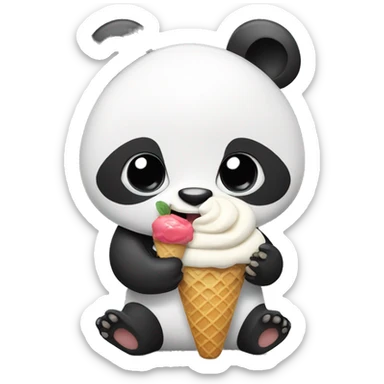 Panda eating ice cream sticker