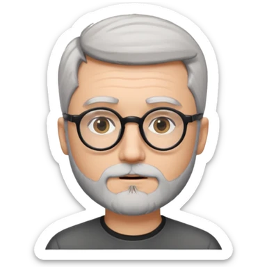 homme blanc cheveux gris court lunettes rondes noir et petite barbe  sticker