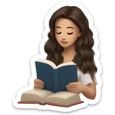 brunette reading a book cozy aesthetic sticker
