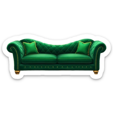 cozy emerald green sofa in the Slytherin common room with a fireplace in the background, magical atmosphere, emerald accents sticker