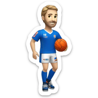 Joueur de handball européen en maillot bleu manche courte numéro 10 et le logo du CLOSW handball sticker