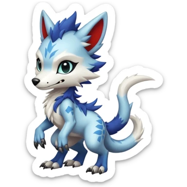 Cool Hot randomly-colored chibi furry anthropomorphic fantasy-Fakémon-Sergal-Canine-creature with edgy markings (full body) sticker