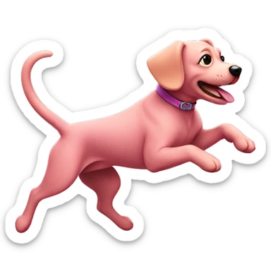 A pink dog jumping  sticker