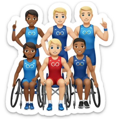 paralympic games avec des athletes disable avec les anneaux sticker