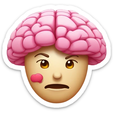 un cerebro de caricatura, con capa y muy fuerte en colore rosas sticker