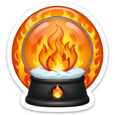 Can you make a snow globe emoji with a flame in it, gothic style, I want it to say pyromaniacs  sticker