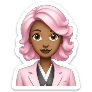 cosmetologist avatar dressed in pastel pink American suit sticker