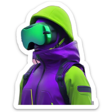 Ants 3D color lemon green and purple neon streetwear cybertech smart Futuristic cyber AR/VR point from him up doing a moonwalker sticker