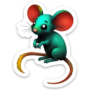 Black red gold green cyan rusty grunge effect scratched patina rat mouse puppy scorpion tail stinger  sticker