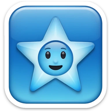"Create a flat,  emoji featuring a badge or star-like shape with soft, rounded edges. The badge should be split vertically into two gradient shades of blue, bdeeper blue. In the center, place a bold, black checkmark symbol.and clearly recognizable as a verification or approved status icon." sticker