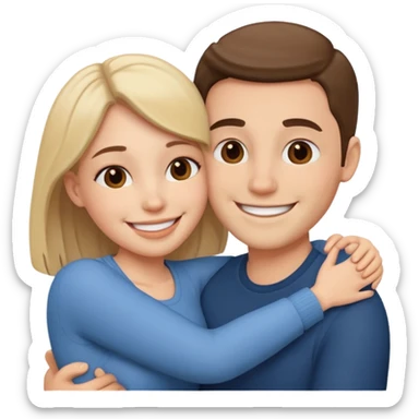 A happy boyfriend and girlfriend hug sticker