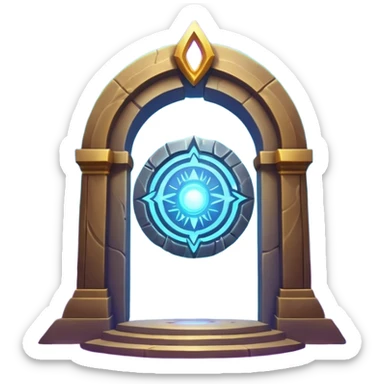 universe gate object icon, gigantic cosmic portal doorway, swirling galaxy energy inside, glowing starry aura, mystical space runes, fantasy sci-fi style, 3D cartoon, mobile game icon style, centered, clean background, no text, no watermark sticker