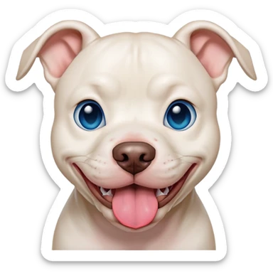 White pitbull blue eyes tongue out sticker